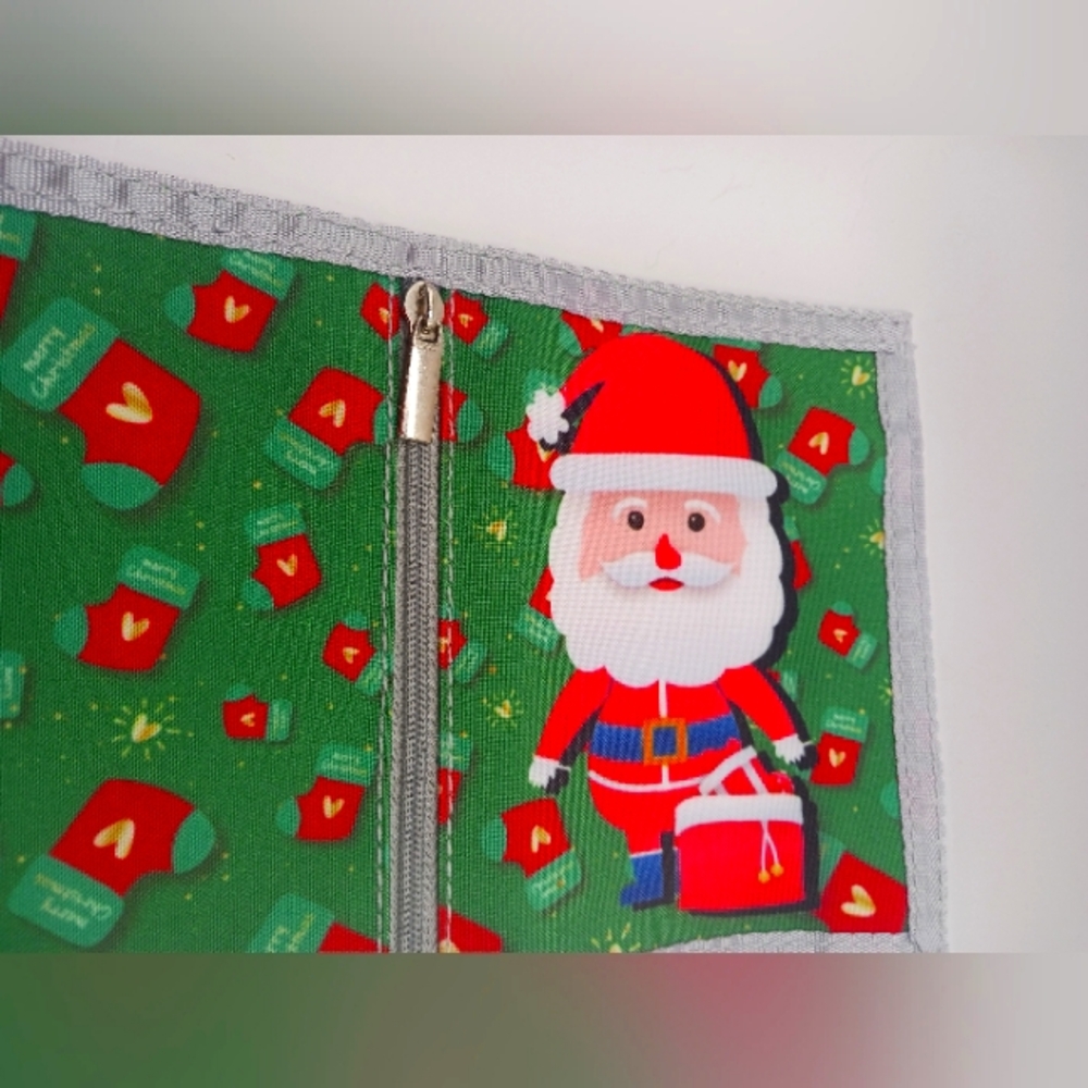 Santa Christmas Nylon Bi Fold Wallet with Belt Clip + Laynard 3"×5" New - Picture 10 of 10